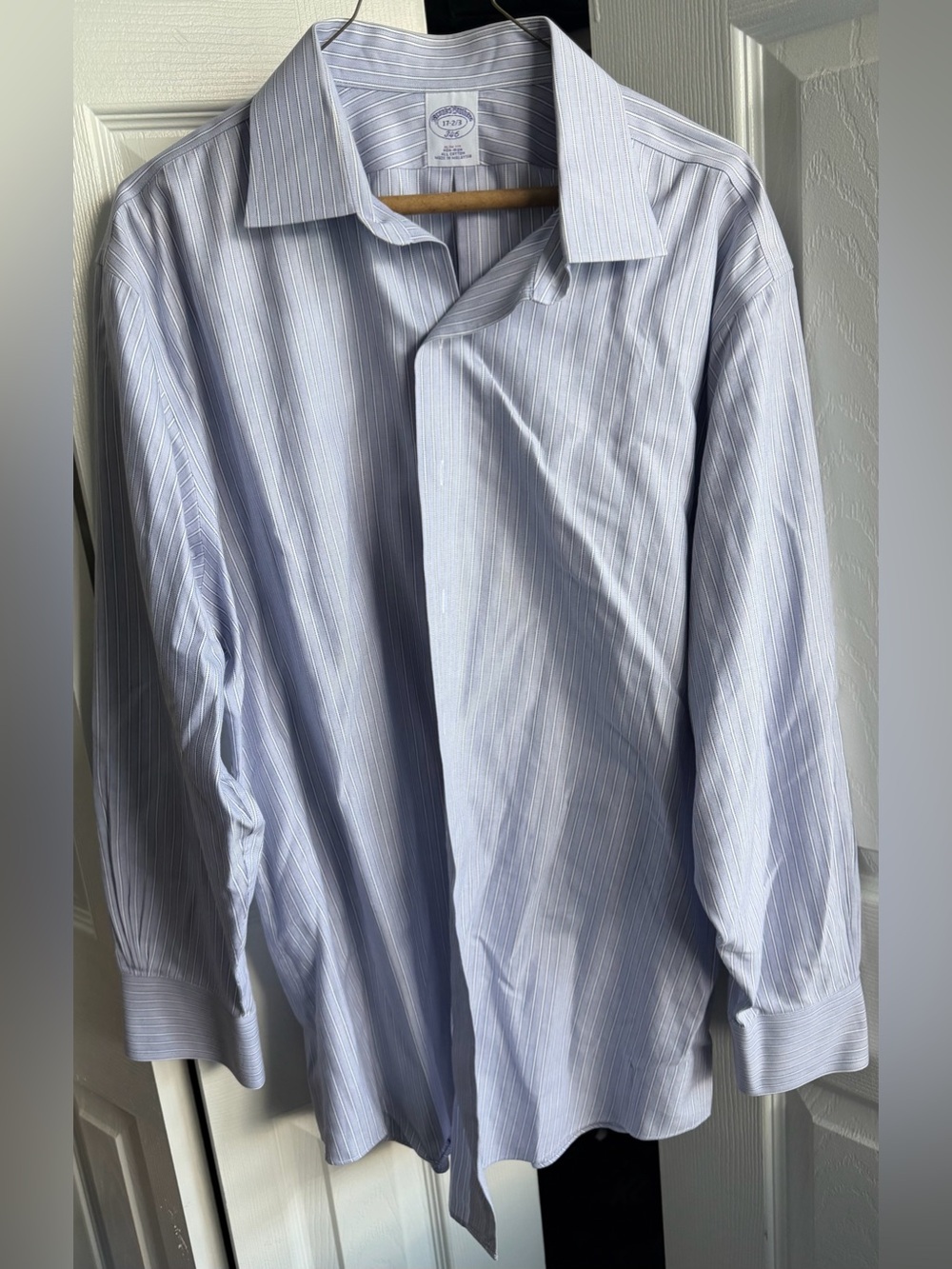 Brooks Brothers Non-Iron Light Blue Pinstripe Button-Down Dress Shirt